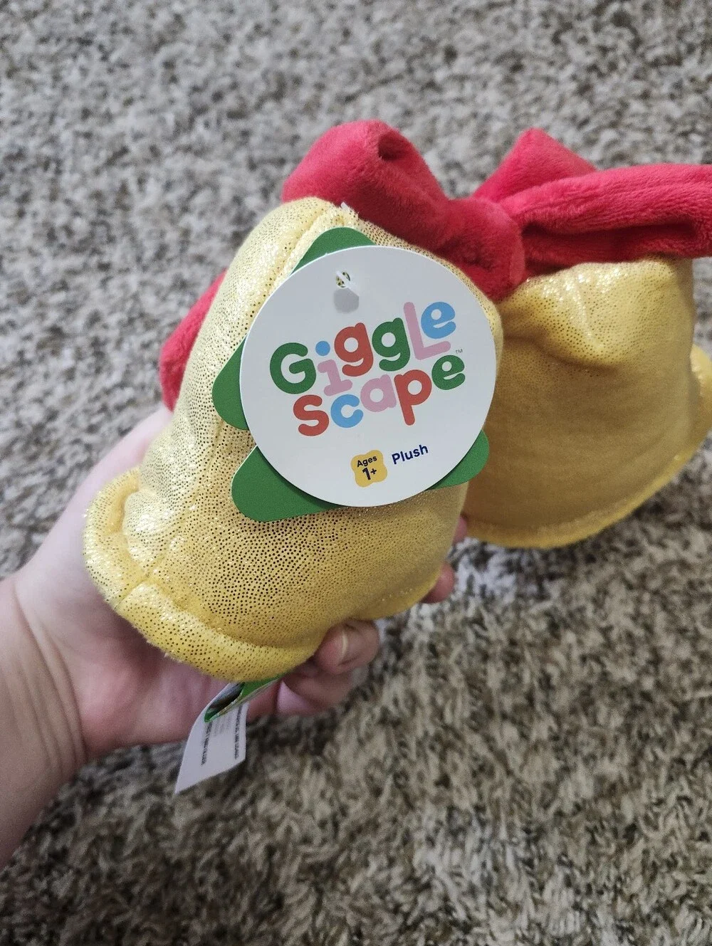 Gigglescape Gold Holiday Jingle Bell Plush Pair with Red Bow